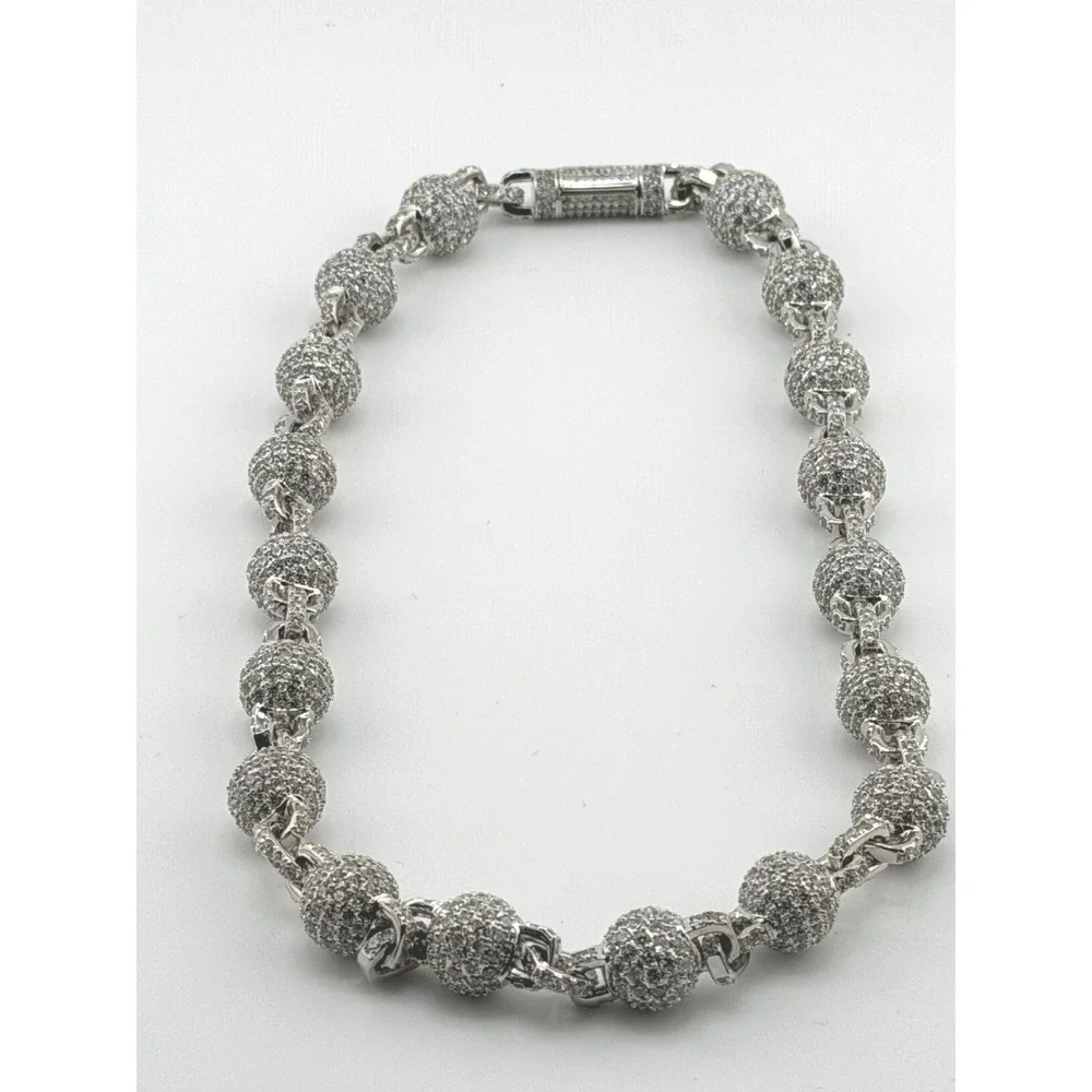 GLD 12MM Iced Ball Necklace 18